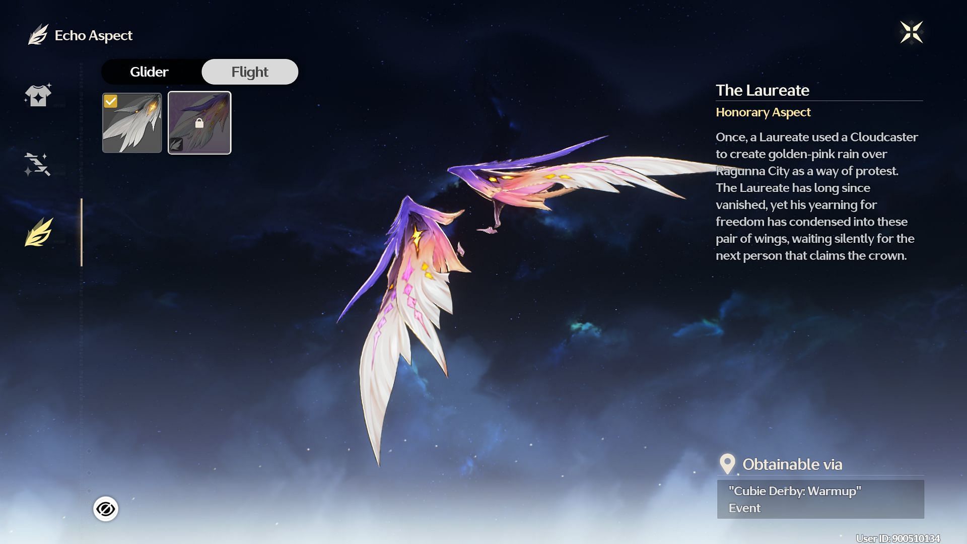 Equip the The Laureate glider from Echo Aspect (Image via Kuro Games)